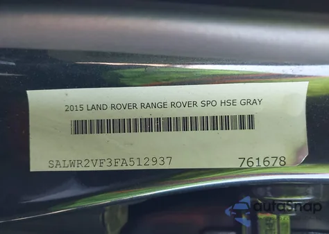 2015 Land Rover Range Rover Sport 3.0L V6 Supercharged Hse from USA, damaged, VIN SALWR2VF3FA512937